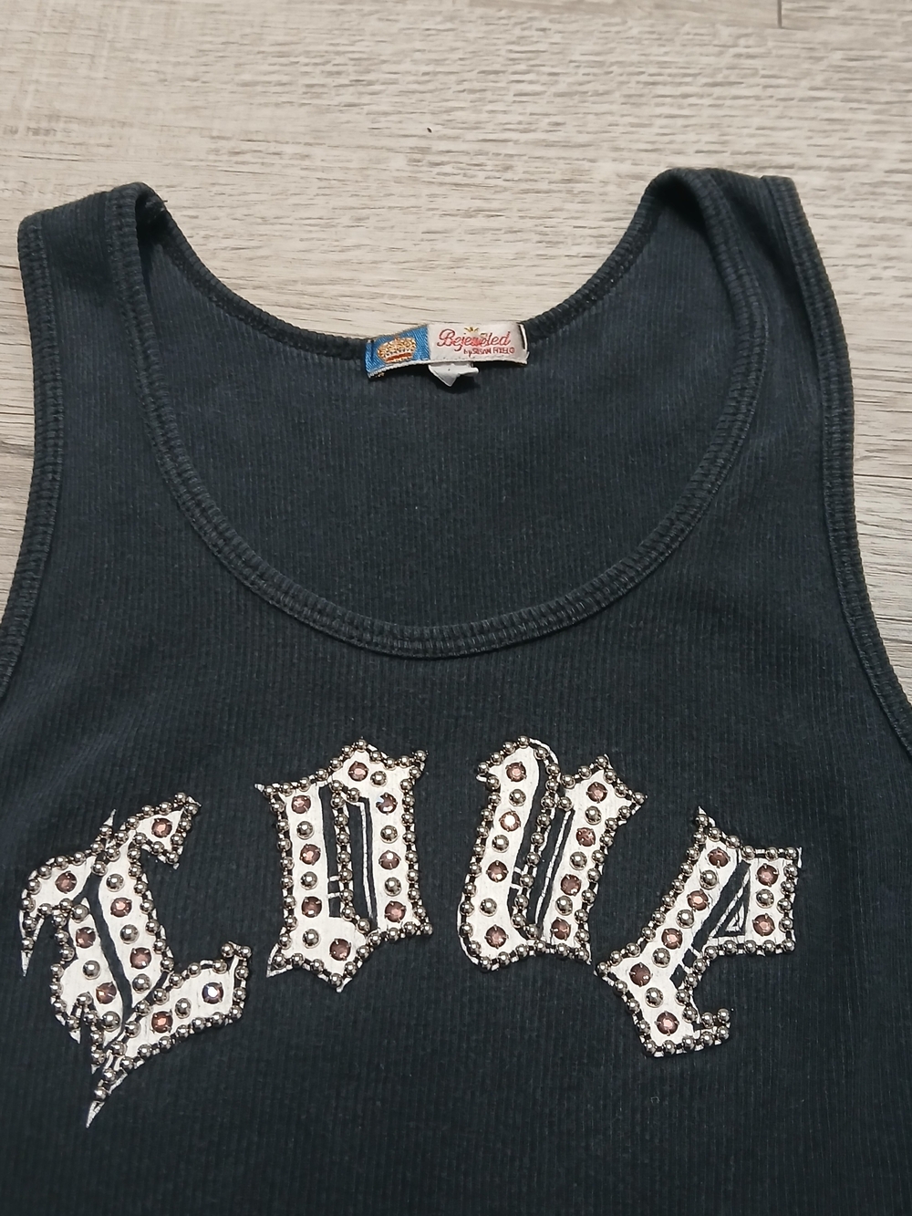 Black Studded 'Love' Ribbed Tank Top - Women's Casual Chic